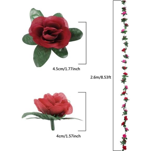 5 Pack 46 FT Fake Rose Vine Flowers Plants Artificial Flower Hanging Rose Ivy - Picture 2 of 4